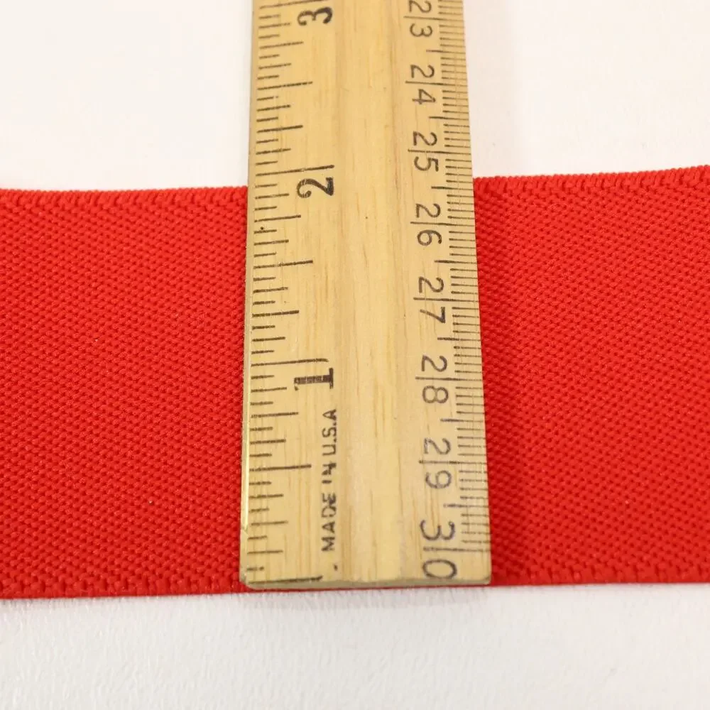 Vintage 70s Waist Belt Women 8 M Red Stretch Black White Check Snap